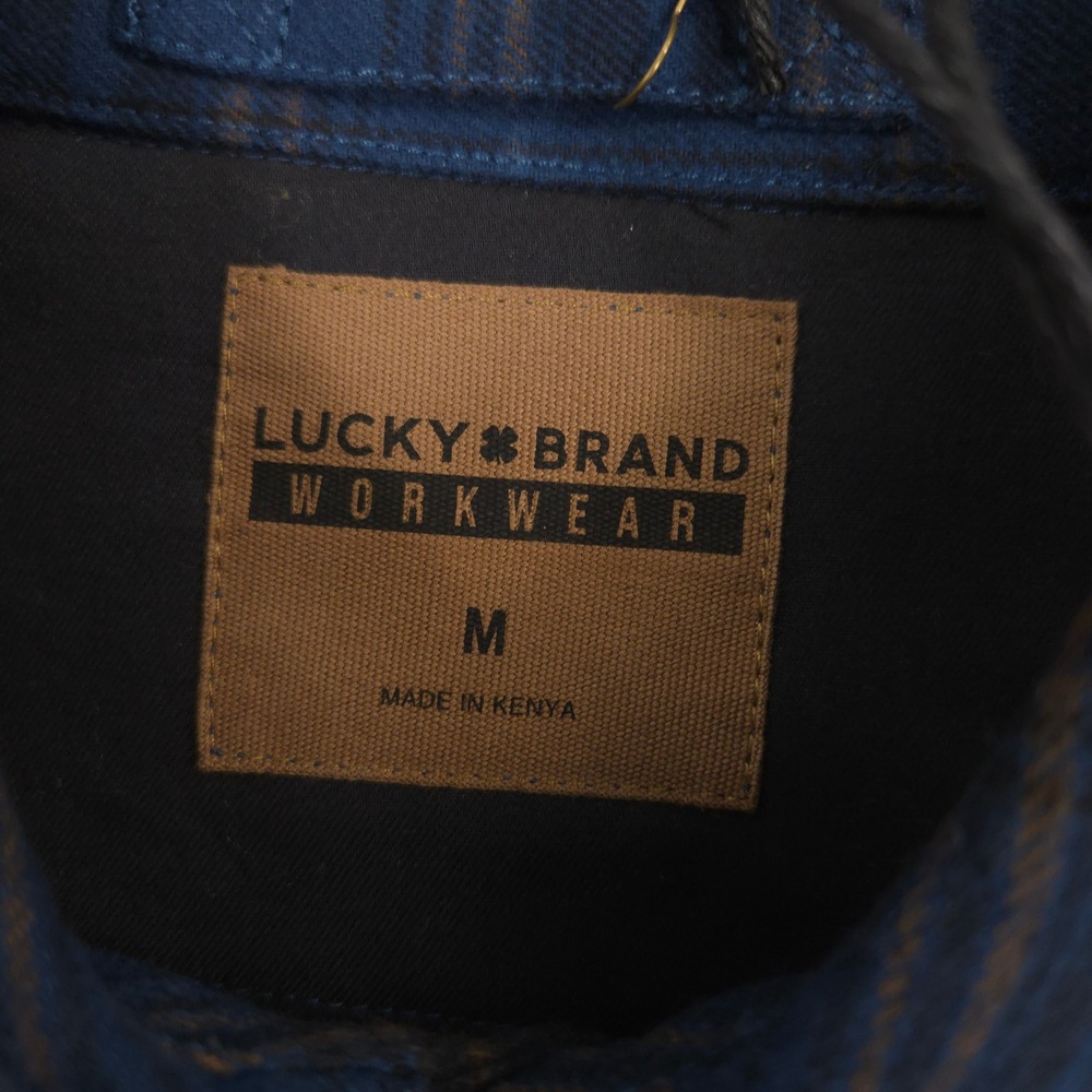 Lucky Brand Workwear Heavyweight Flannel Shirt Mens M Blue Plaid Performance NEW - Picture 7 of 9